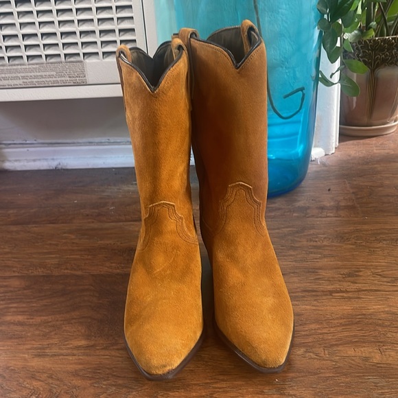 Acme vintage mustard suede cowboy boots - Picture 4 of 12